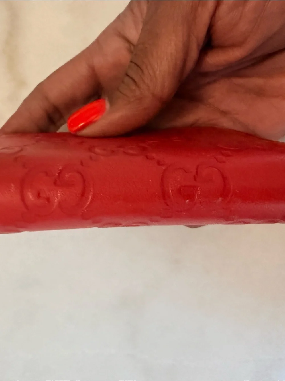 Gucci Red Embossed GG Zip Card Case